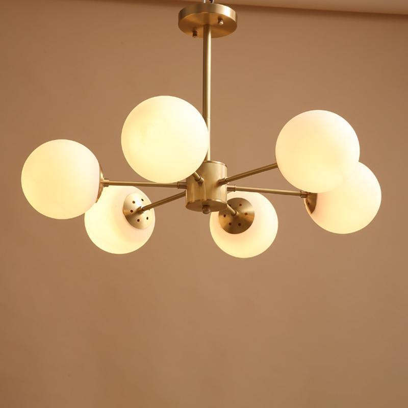 Lustra Chandelier en Laiton Verre Opale - Neutralighting