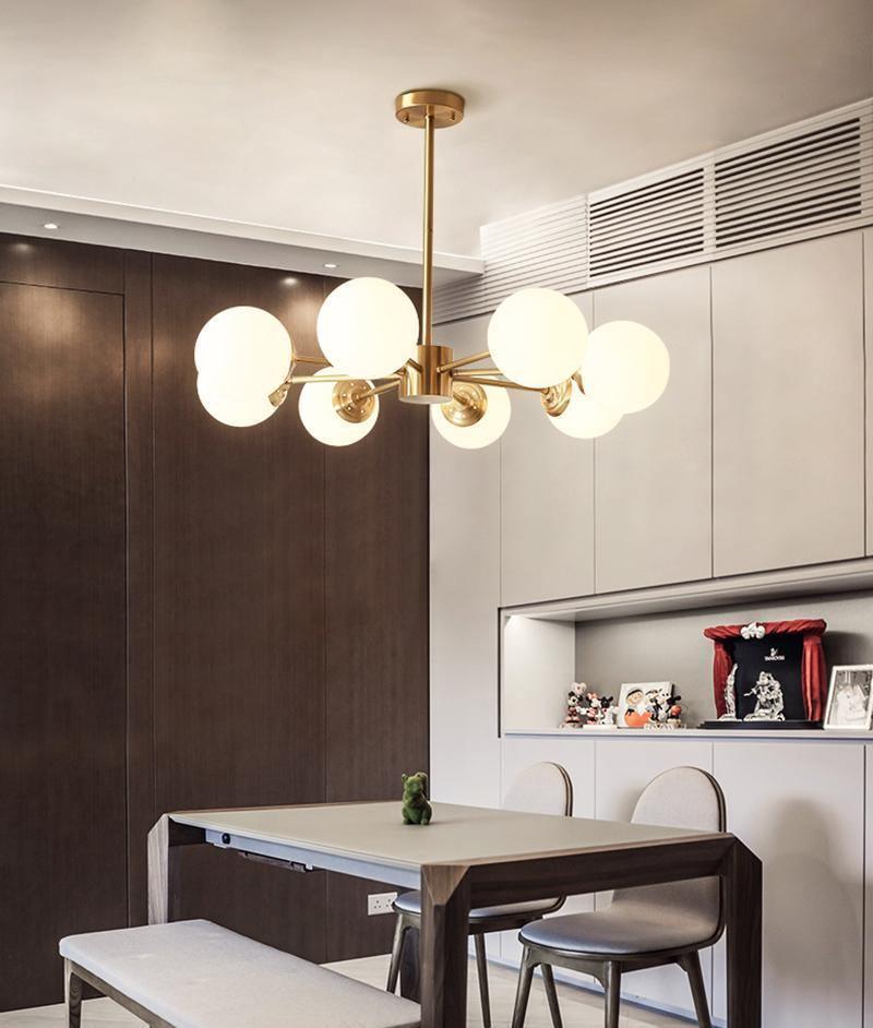 Lustra Chandelier en Laiton Verre Opale - Neutralighting