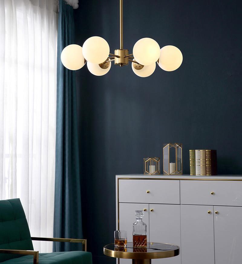 Lustra Chandelier en Laiton Verre Opale - Neutralighting