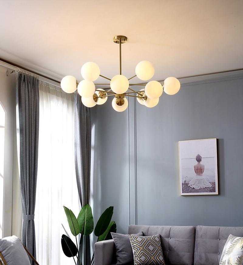Lustra Chandelier en Laiton Verre Opale - Neutralighting
