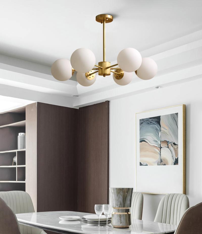 Lustra Chandelier en Laiton Verre Opale - Neutralighting
