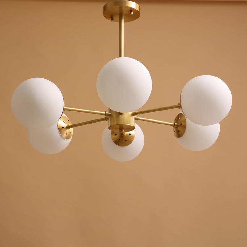 Lustra Chandelier en Laiton Verre Opale - Neutralighting
