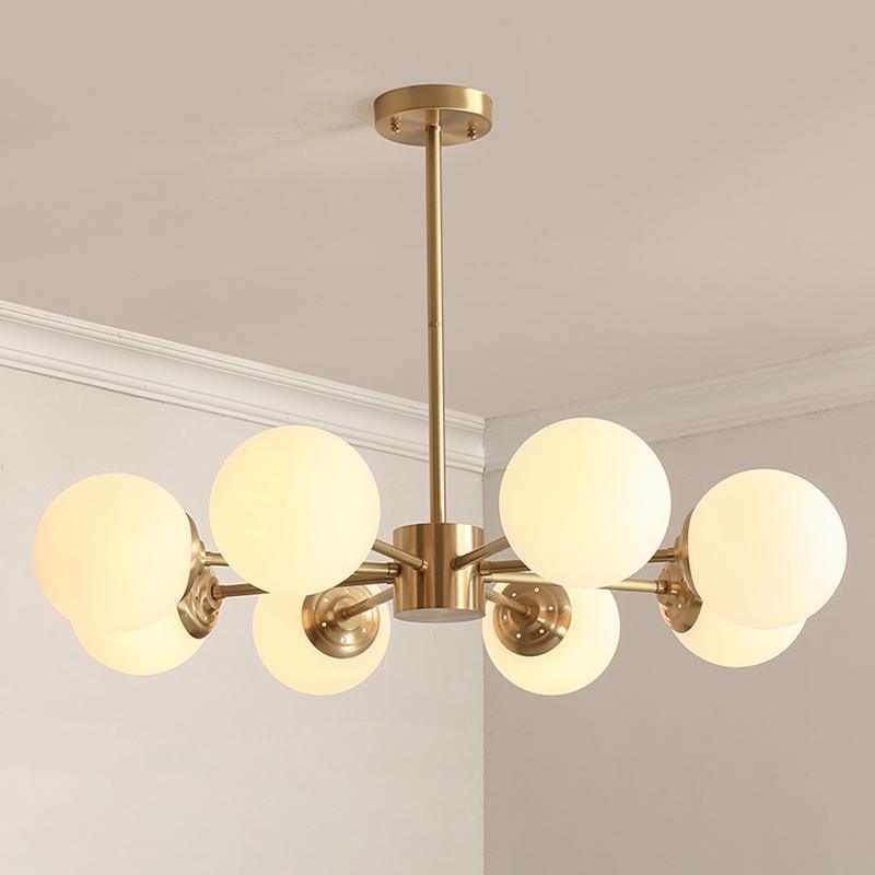 Lustra Chandelier en Laiton Verre Opale - Neutralighting