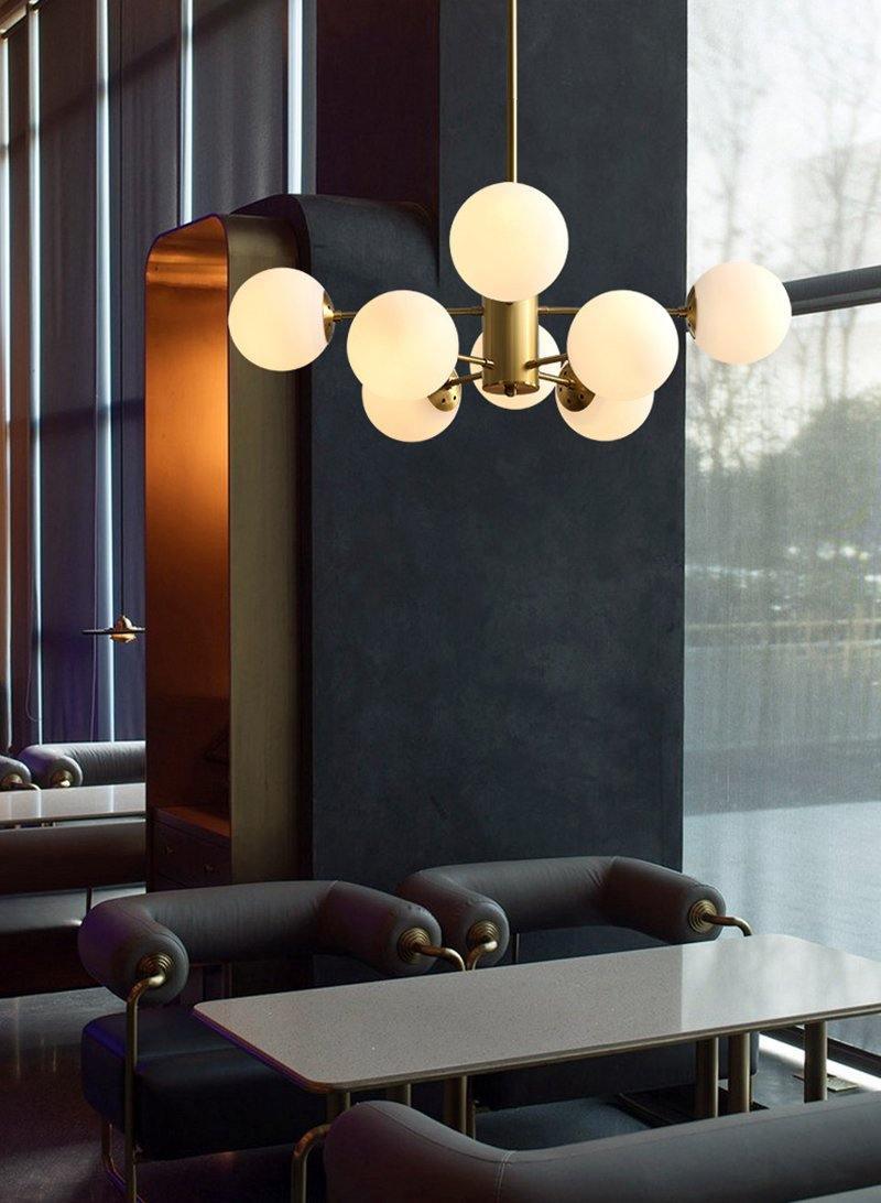 Lustra Chandelier en Laiton Verre Opale - Neutralighting