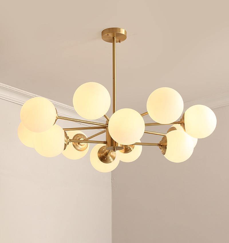 Lustra Chandelier en Laiton Verre Opale - Neutralighting