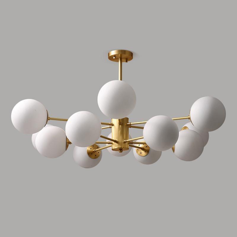 Lustra Chandelier en Laiton Verre Opale - Neutralighting
