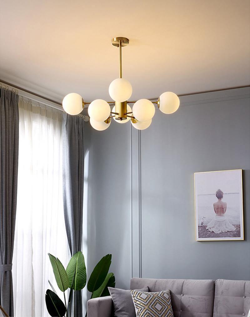 Lustra Chandelier en Laiton Verre Opale - Neutralighting