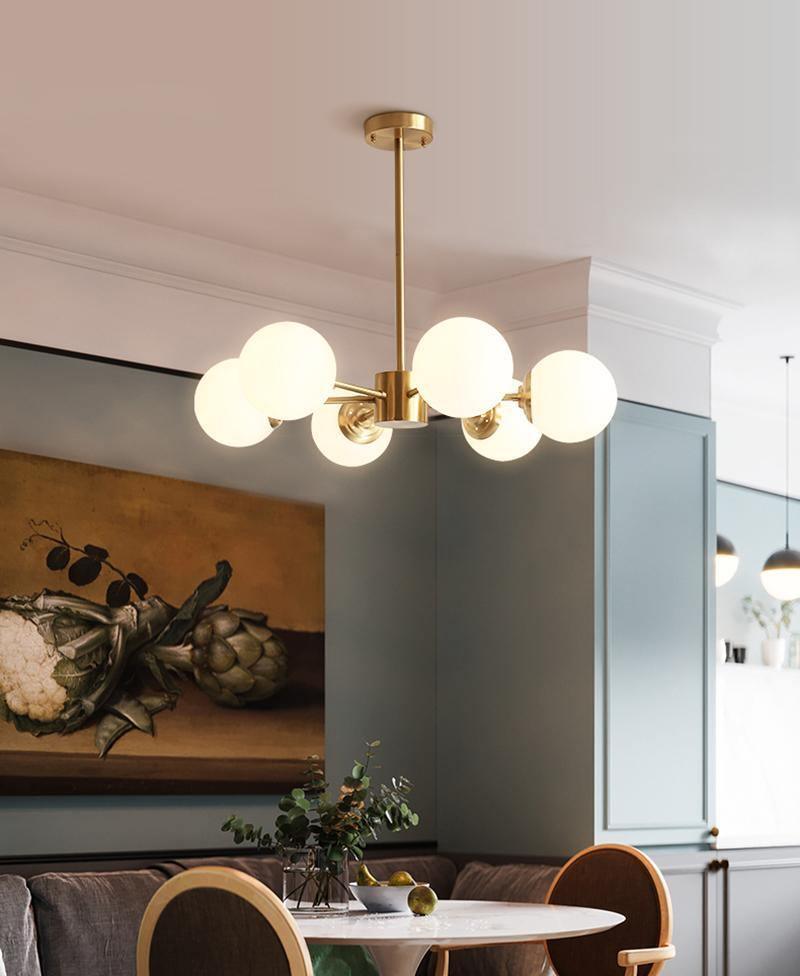 Lustra Chandelier en Laiton Verre Opale - Neutralighting