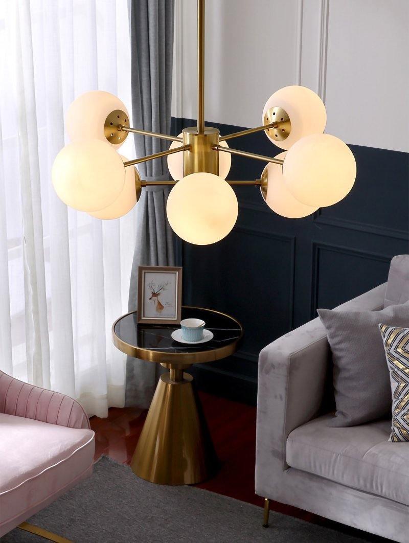 Lustra Chandelier en Laiton Verre Opale - Neutralighting