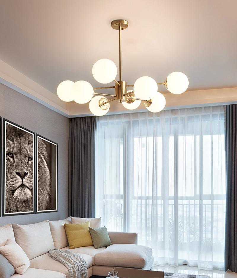 Lustra Chandelier en Laiton Verre Opale - Neutralighting
