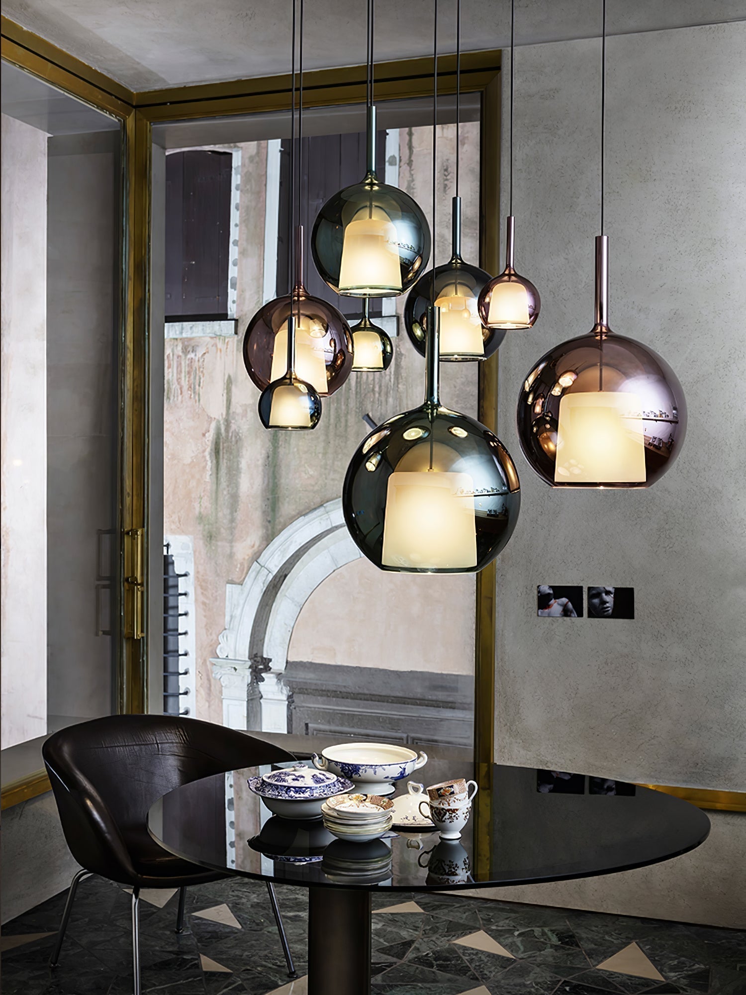 Lustra Suspension en Verre Fumé Rond - Neutralighting