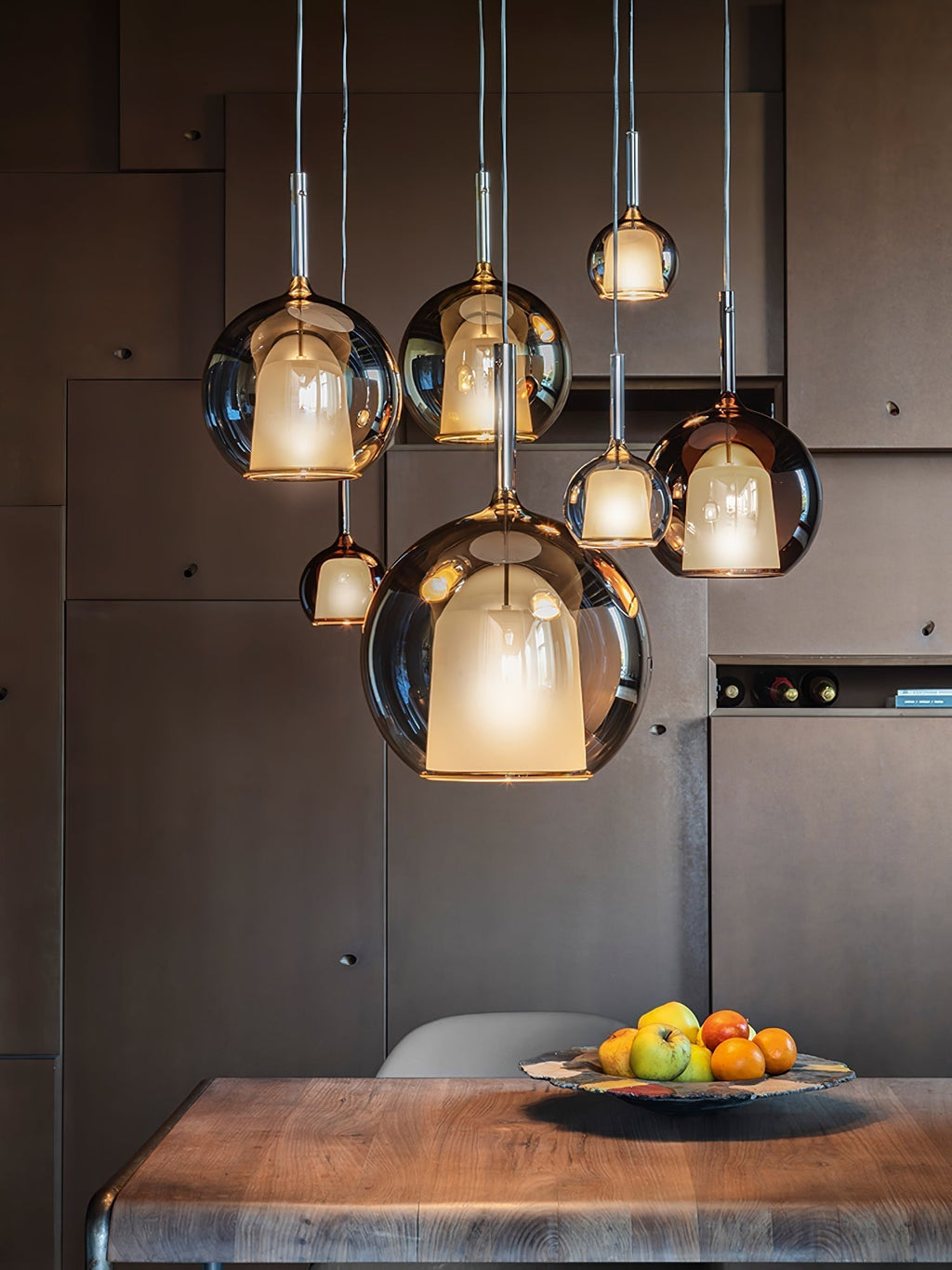 Lustra Suspension en Verre Fumé Rond - Neutralighting