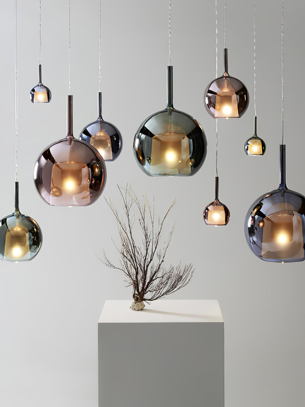 Lustra Suspension en Verre Fumé Rond - Neutralighting