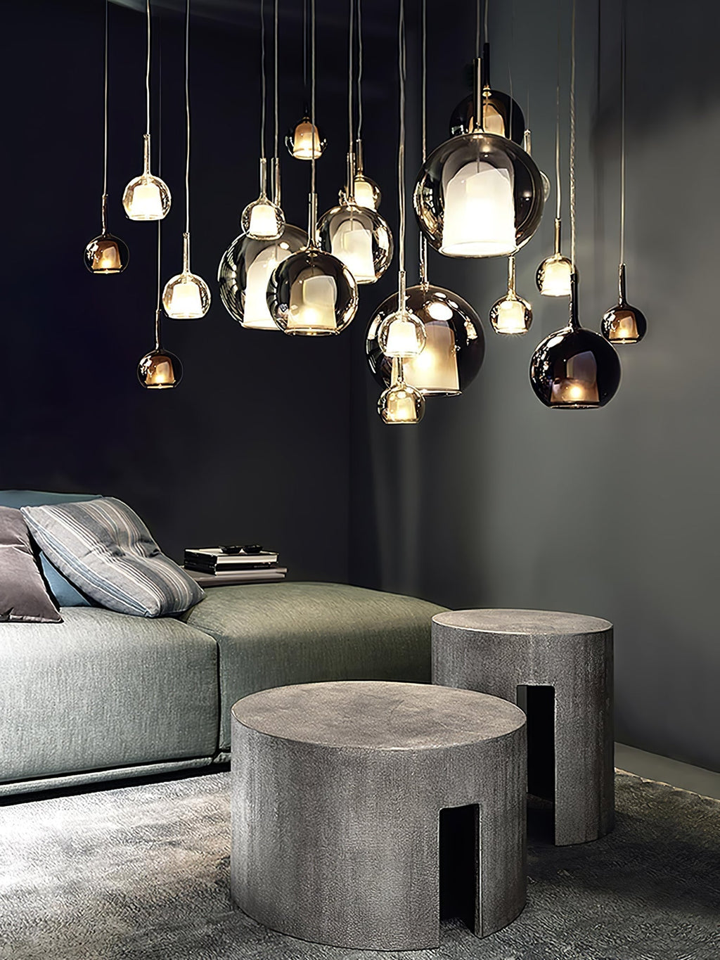 Lustra Suspension en Verre Fumé Rond - Neutralighting