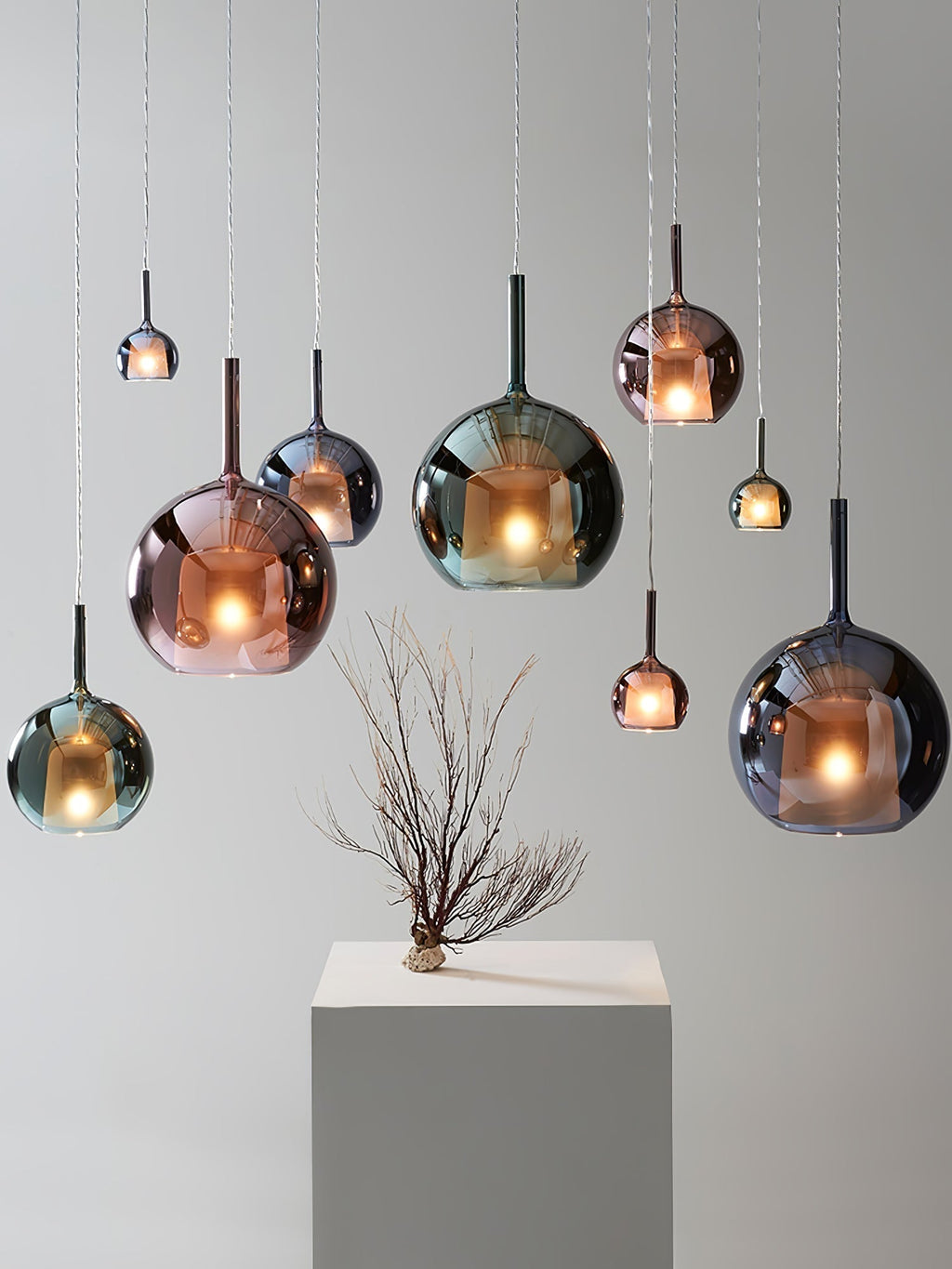 Lustra Suspension en Verre Fumé Rond - Neutralighting