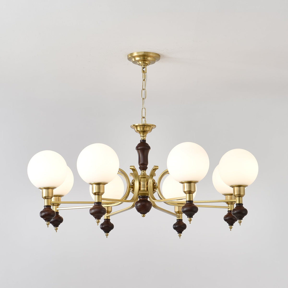 Lustra Chandelier Bois Laiton Globe Orb - Neutralighting