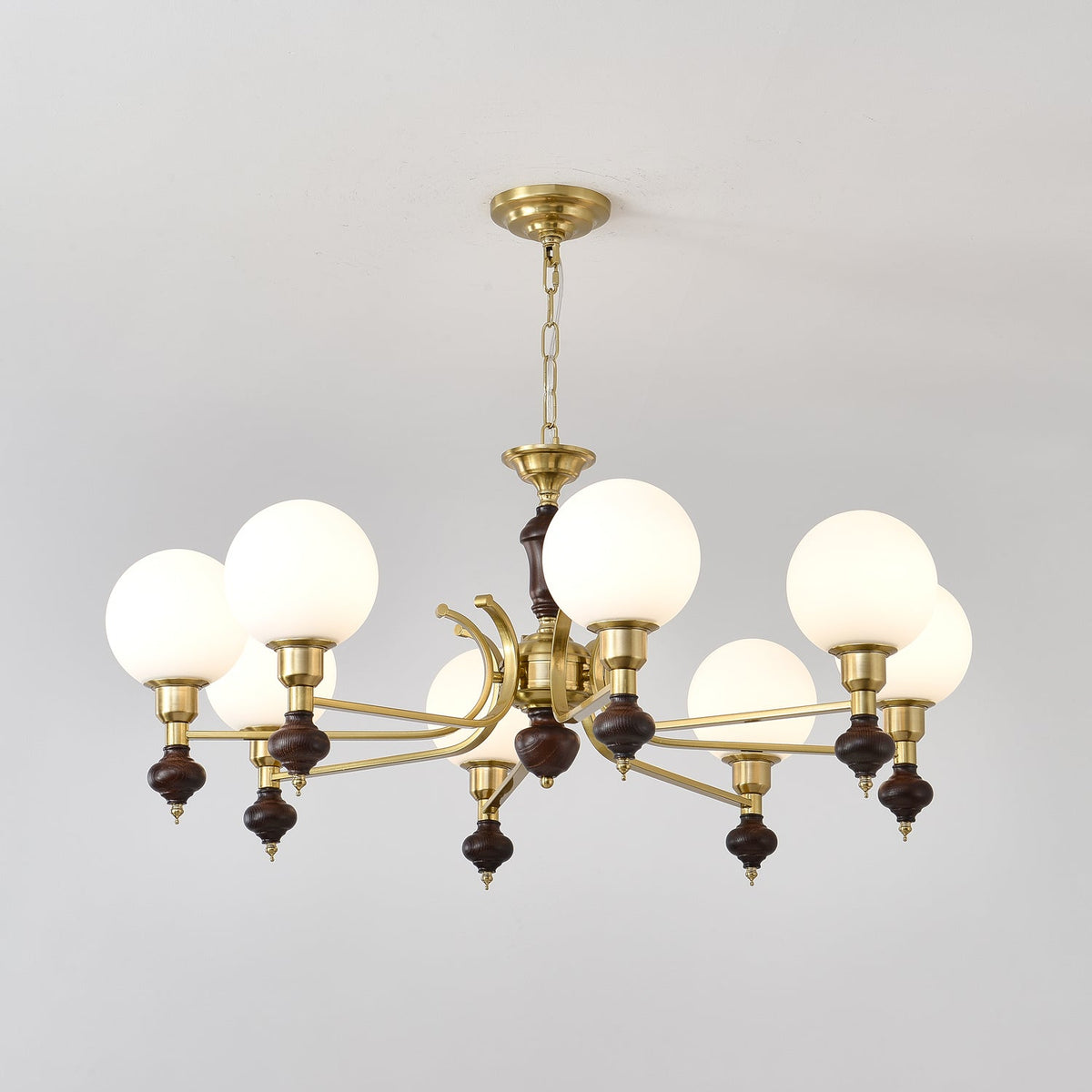 Lustra Chandelier Bois Laiton Globe Orb - Neutralighting