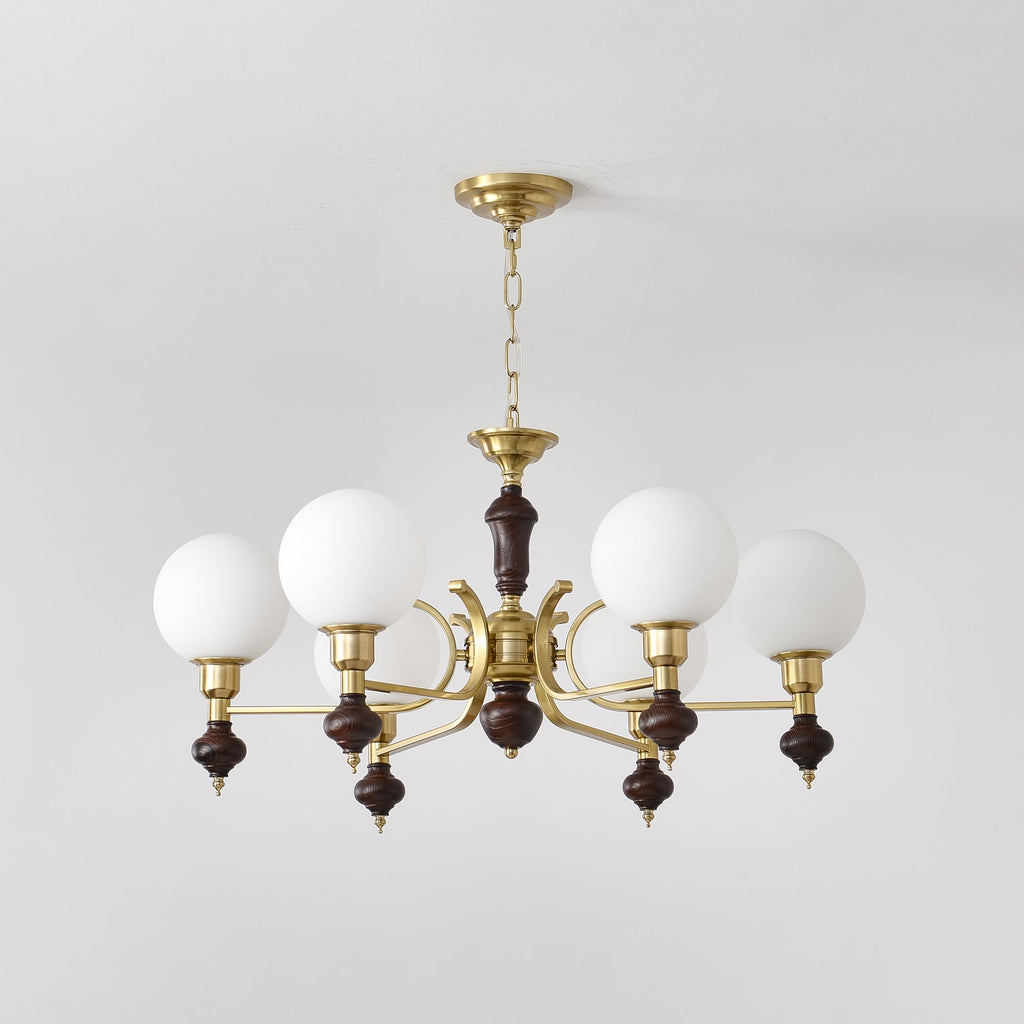 Lustra Chandelier Bois Laiton Globe Orb - Neutralighting