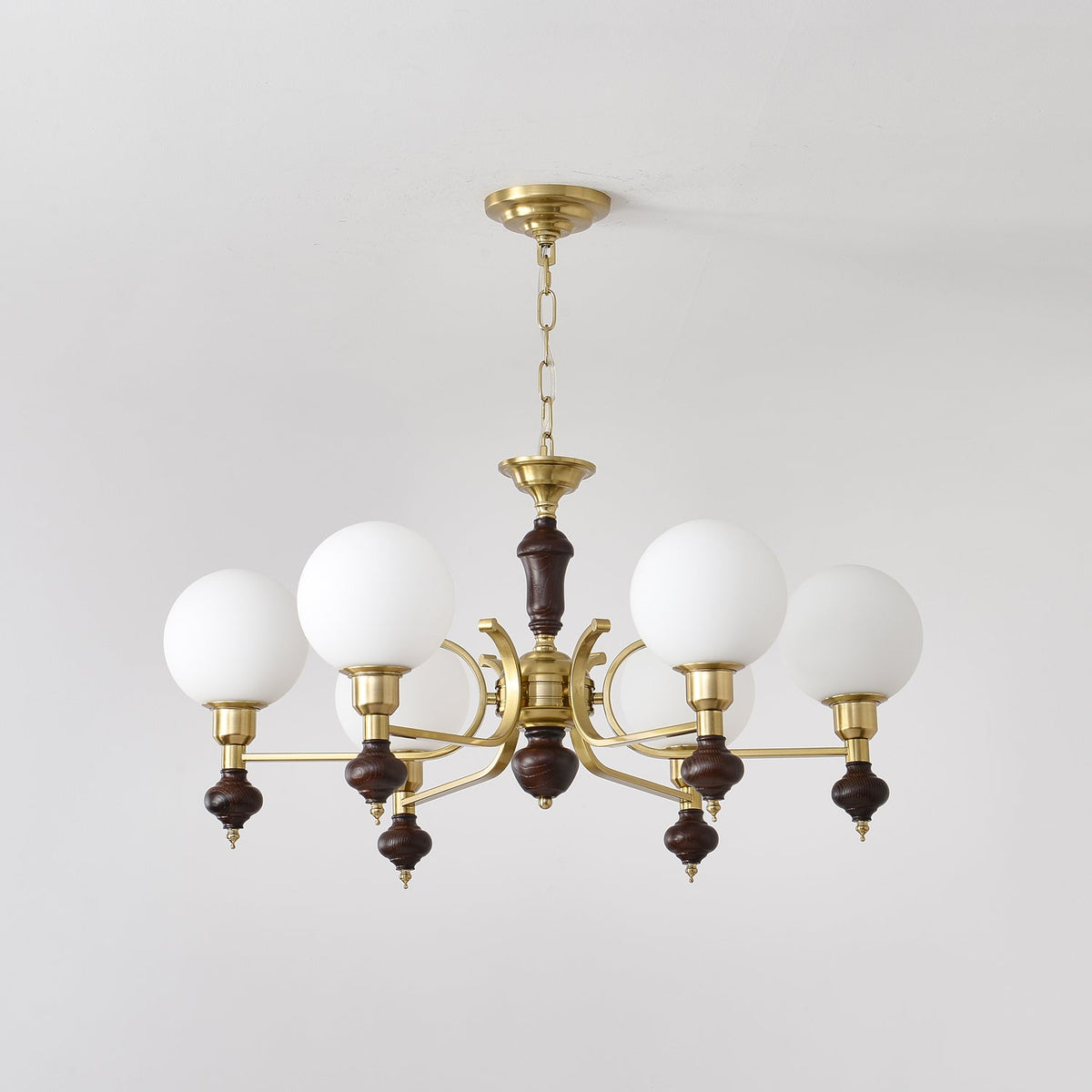 Lustra Chandelier Bois Laiton Globe Orb - Neutralighting
