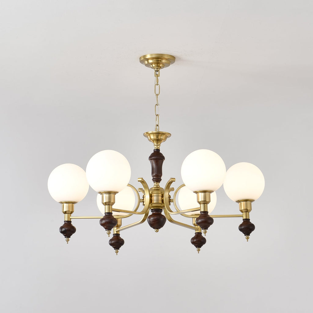 Lustra Chandelier Bois Laiton Globe Orb - Neutralighting