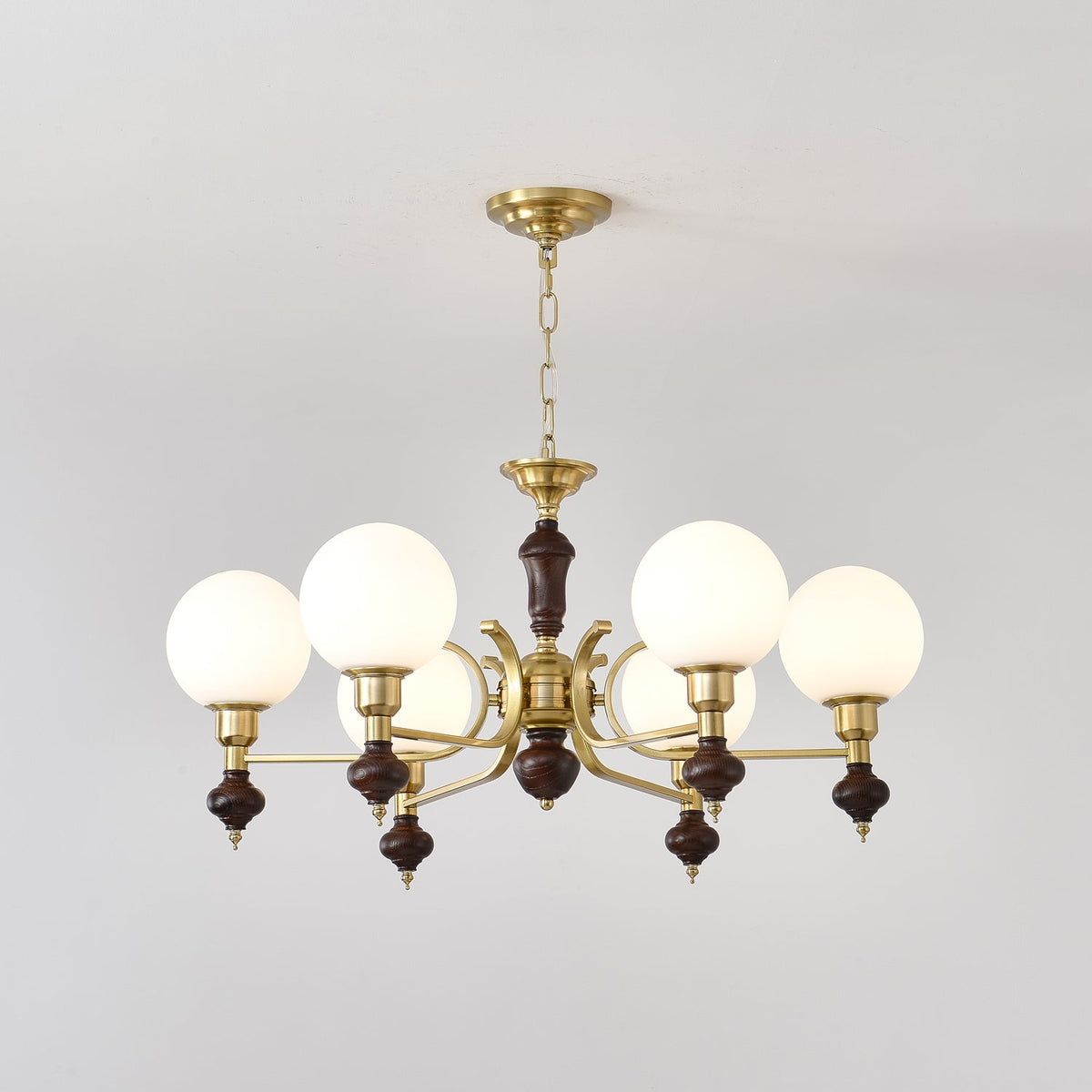 Lustra Chandelier Bois Laiton Globe Orb - Neutralighting