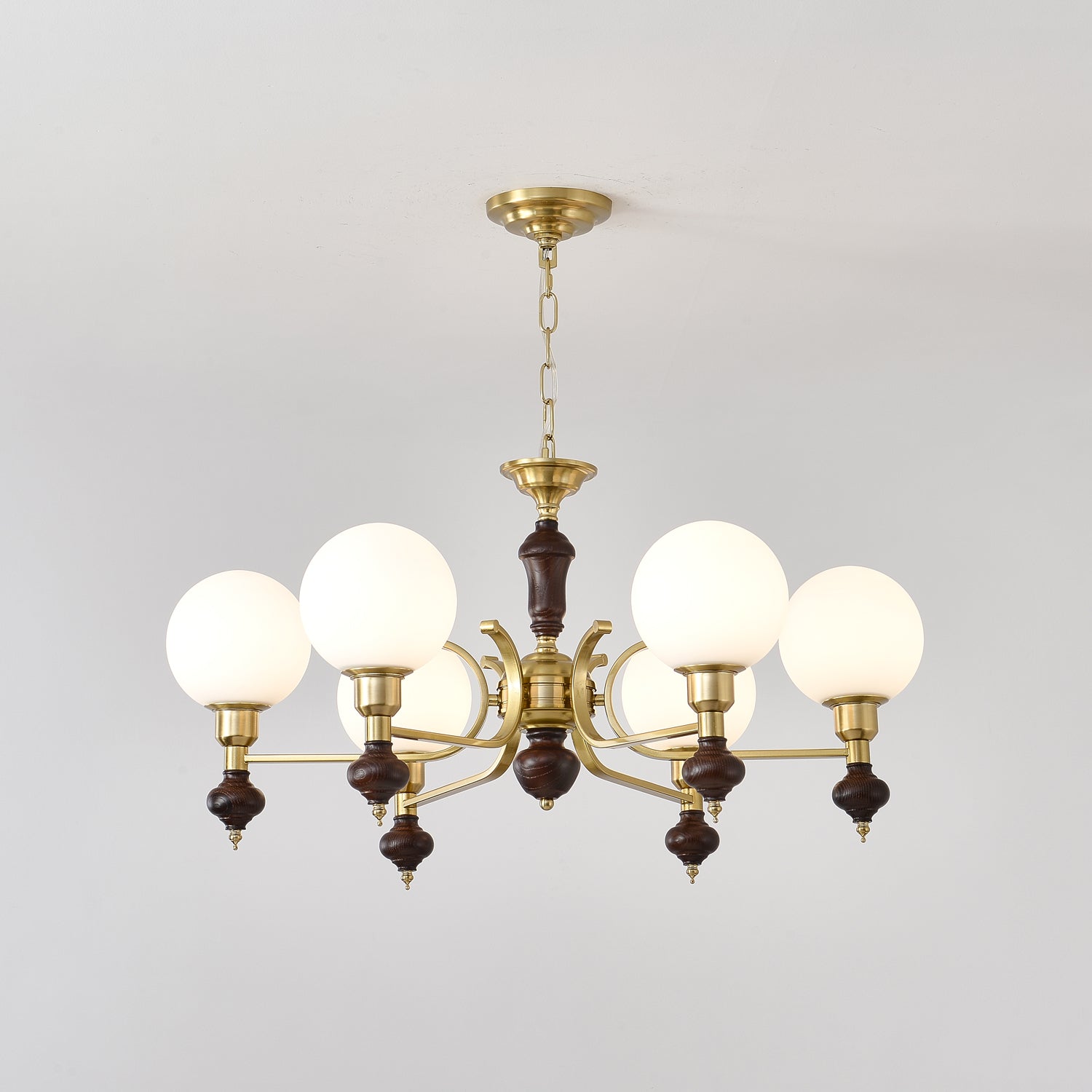 Lustra Chandelier Bois Laiton Globe Orb - Neutralighting