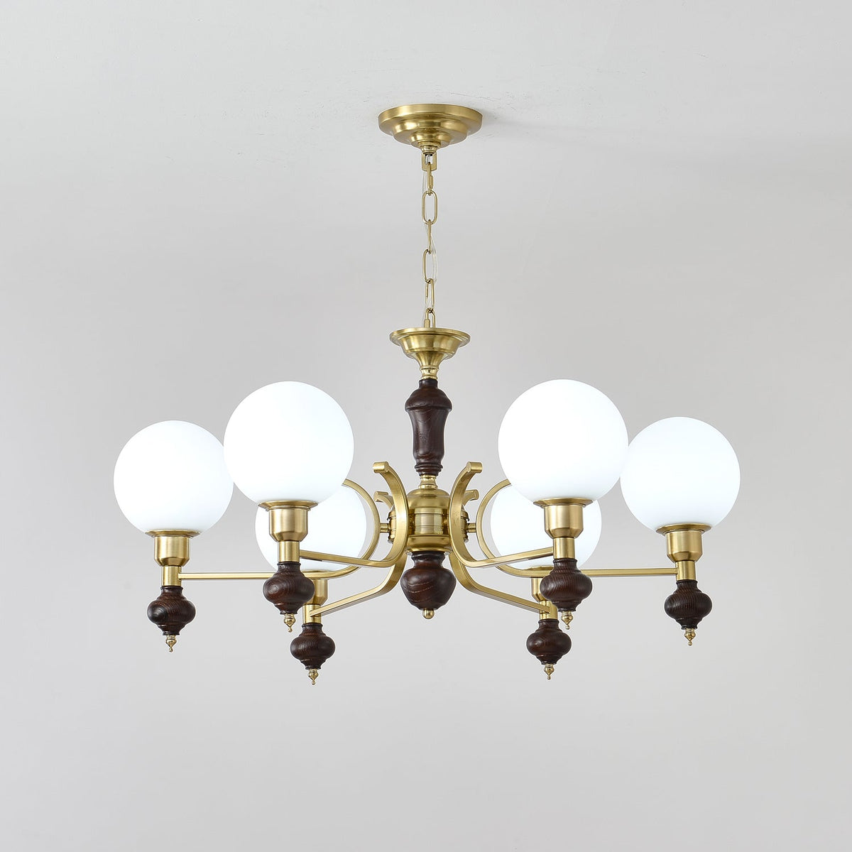 Lustra Chandelier Bois Laiton Globe Orb - Neutralighting