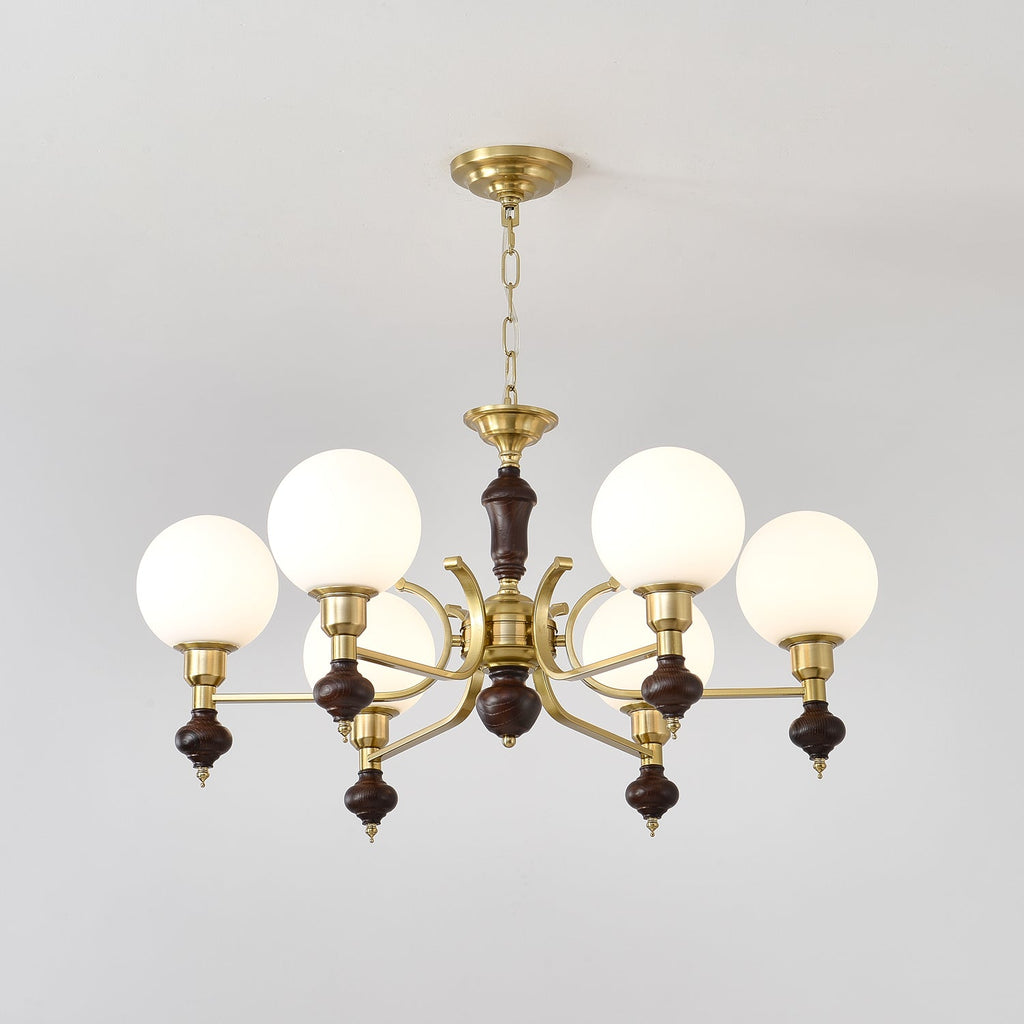 Lustra Chandelier Bois Laiton Globe Orb - Neutralighting