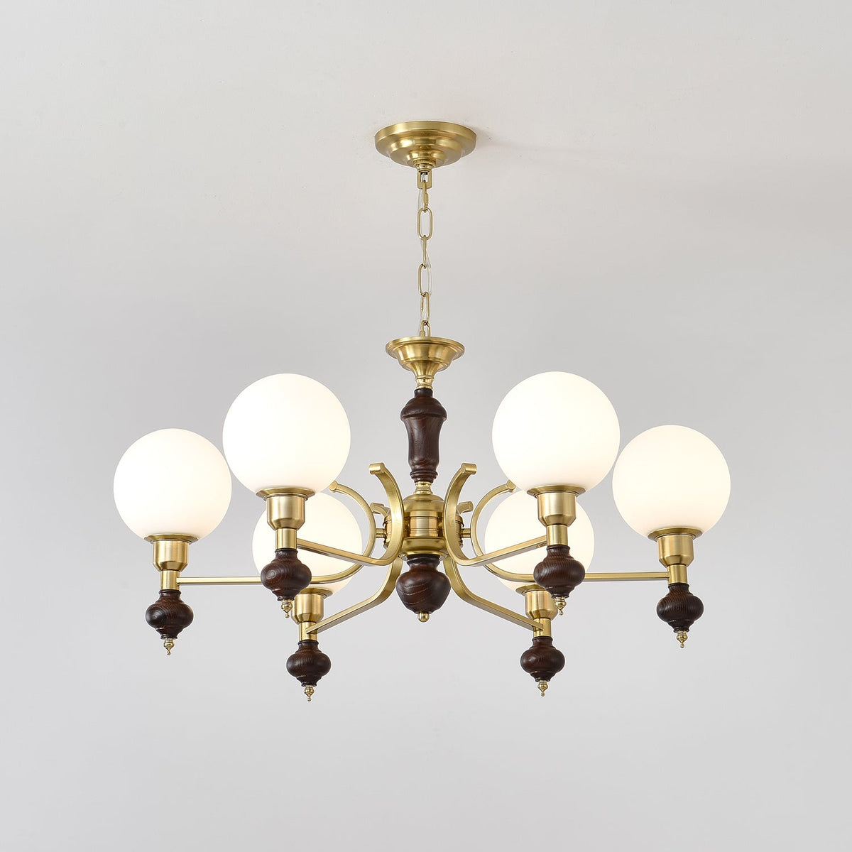 Lustra Chandelier Bois Laiton Globe Orb - Neutralighting