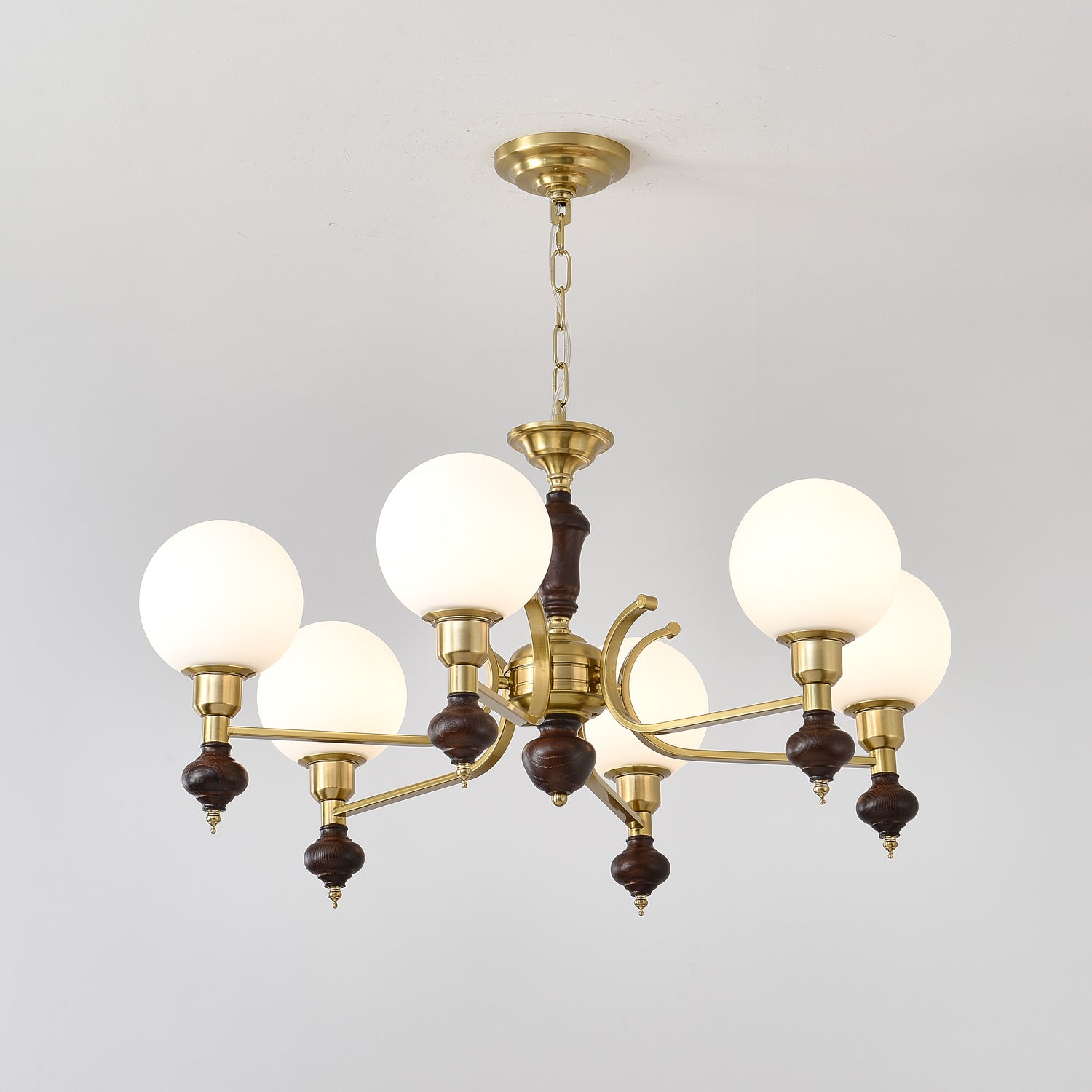 Lustra Chandelier Bois Laiton Globe Orb - Neutralighting