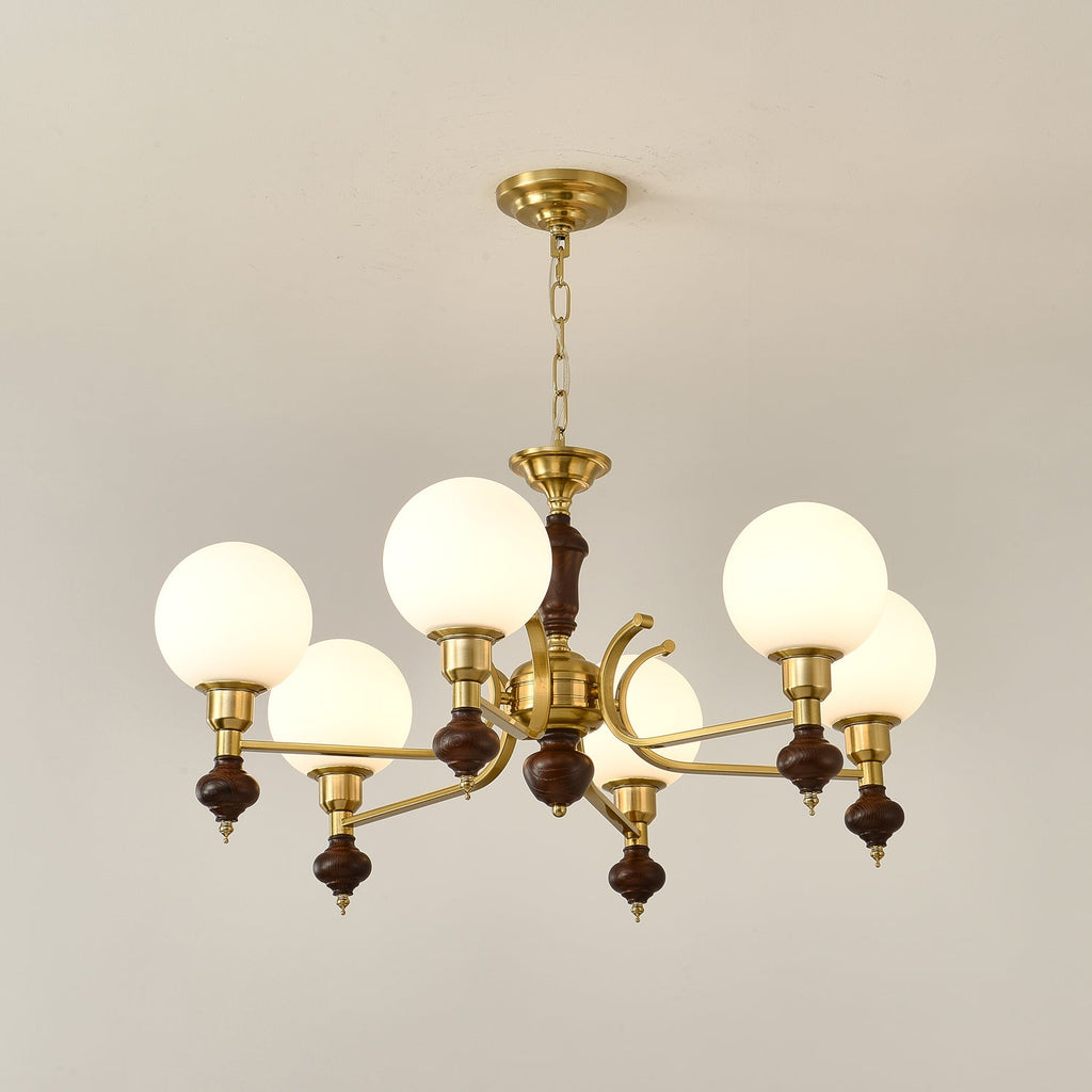 Lustra Chandelier Bois Laiton Globe Orb - Neutralighting