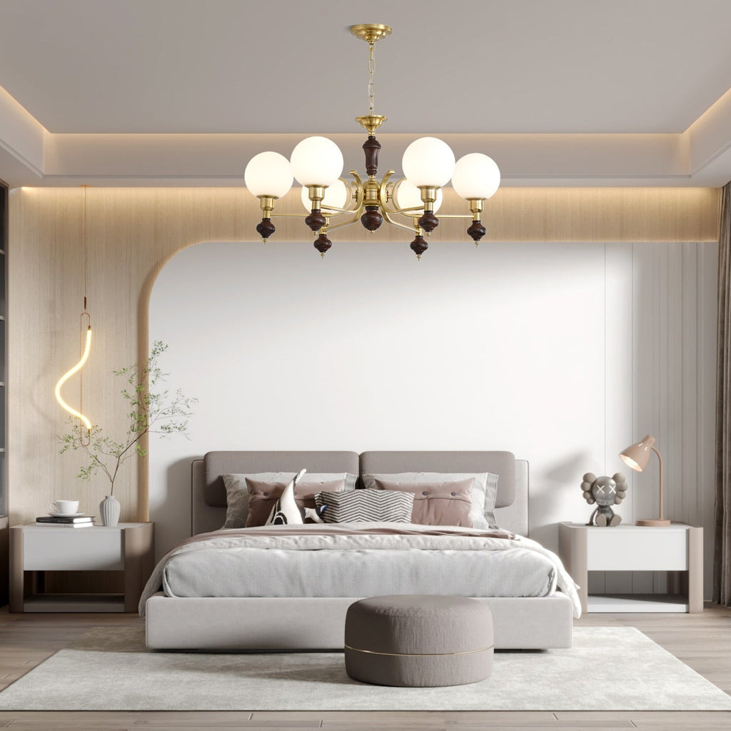 Lustra Chandelier Bois Laiton Globe Orb - Neutralighting