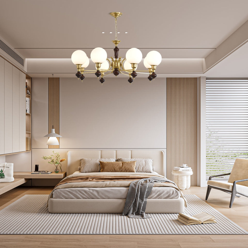Lustra Chandelier Bois Laiton Globe Orb - Neutralighting