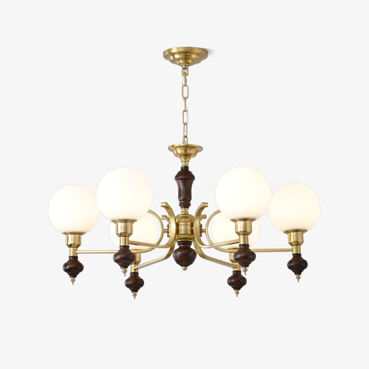 Lustra Chandelier Bois Laiton Globe Orb - Neutralighting