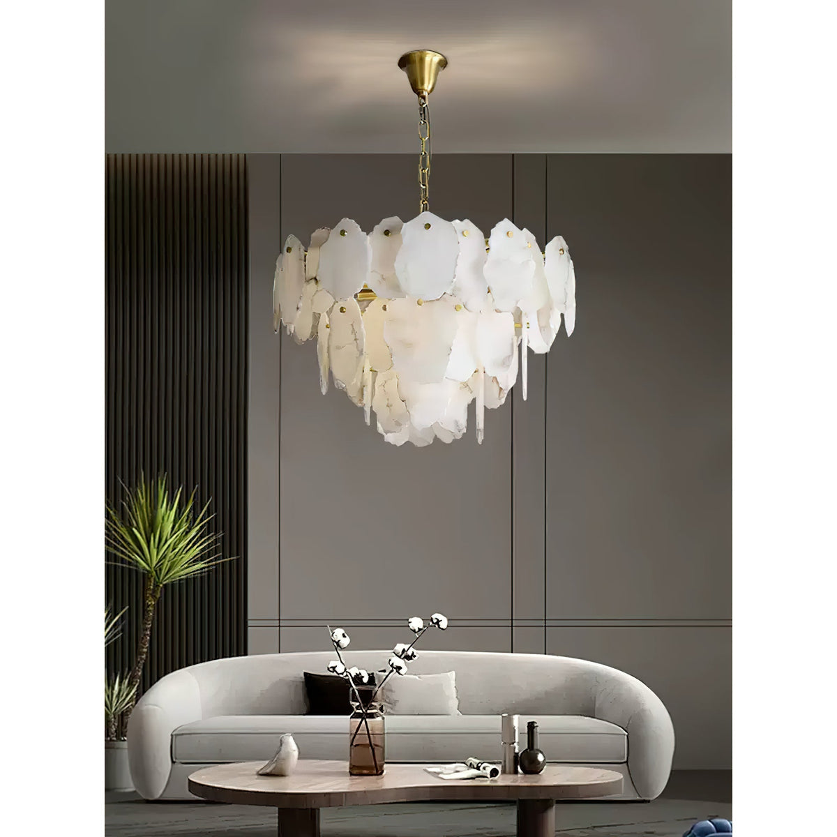 Gloire Lustre En Laiton Et Albâtre à Créativité Individuelle - Neutralighting