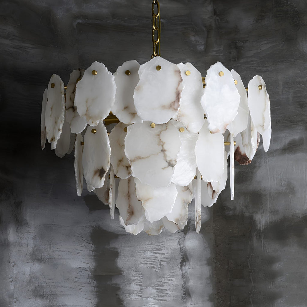 Gloire Lustre En Laiton Et Albâtre à Créativité Individuelle - Neutralighting