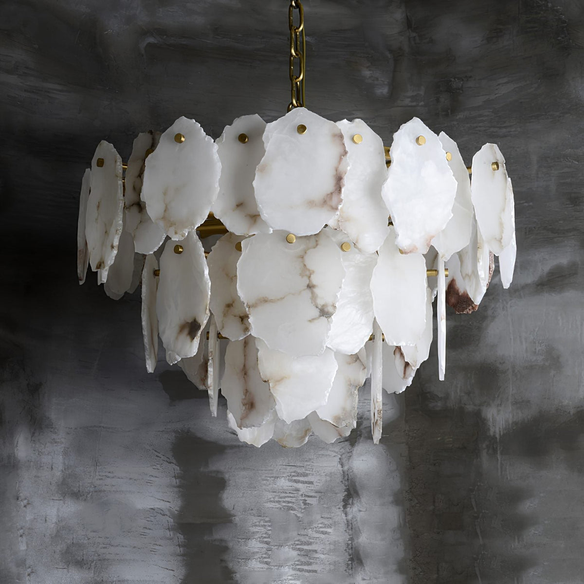 Gloire Lustre En Laiton Et Albâtre à Créativité Individuelle - Neutralighting