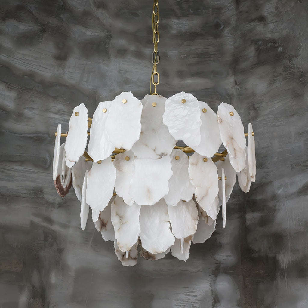 Gloire Lustre En Laiton Et Albâtre à Créativité Individuelle - Neutralighting
