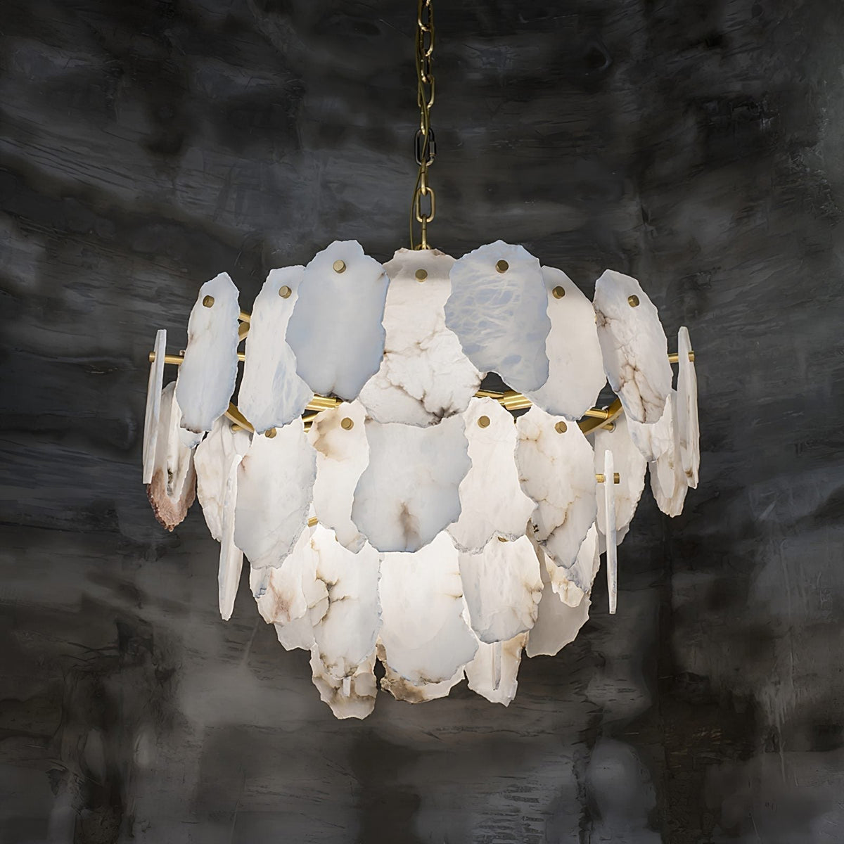 Gloire Lustre En Laiton Et Albâtre à Créativité Individuelle - Neutralighting