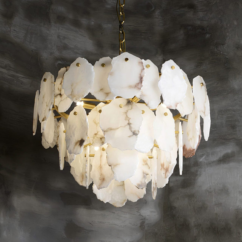 Gloire Lustre En Laiton Et Albâtre à Créativité Individuelle - Neutralighting