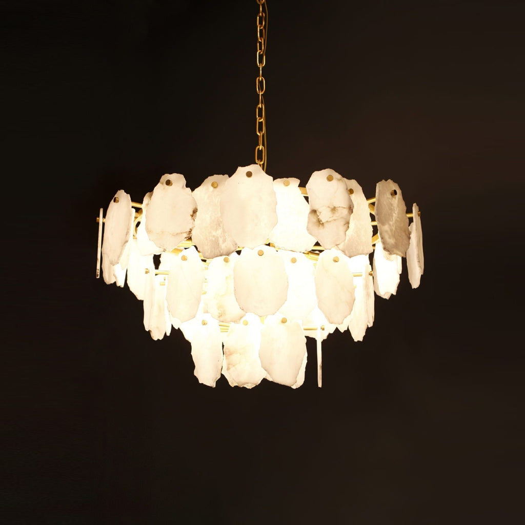 Gloire Lustre En Laiton Et Albâtre à Créativité Individuelle - Neutralighting