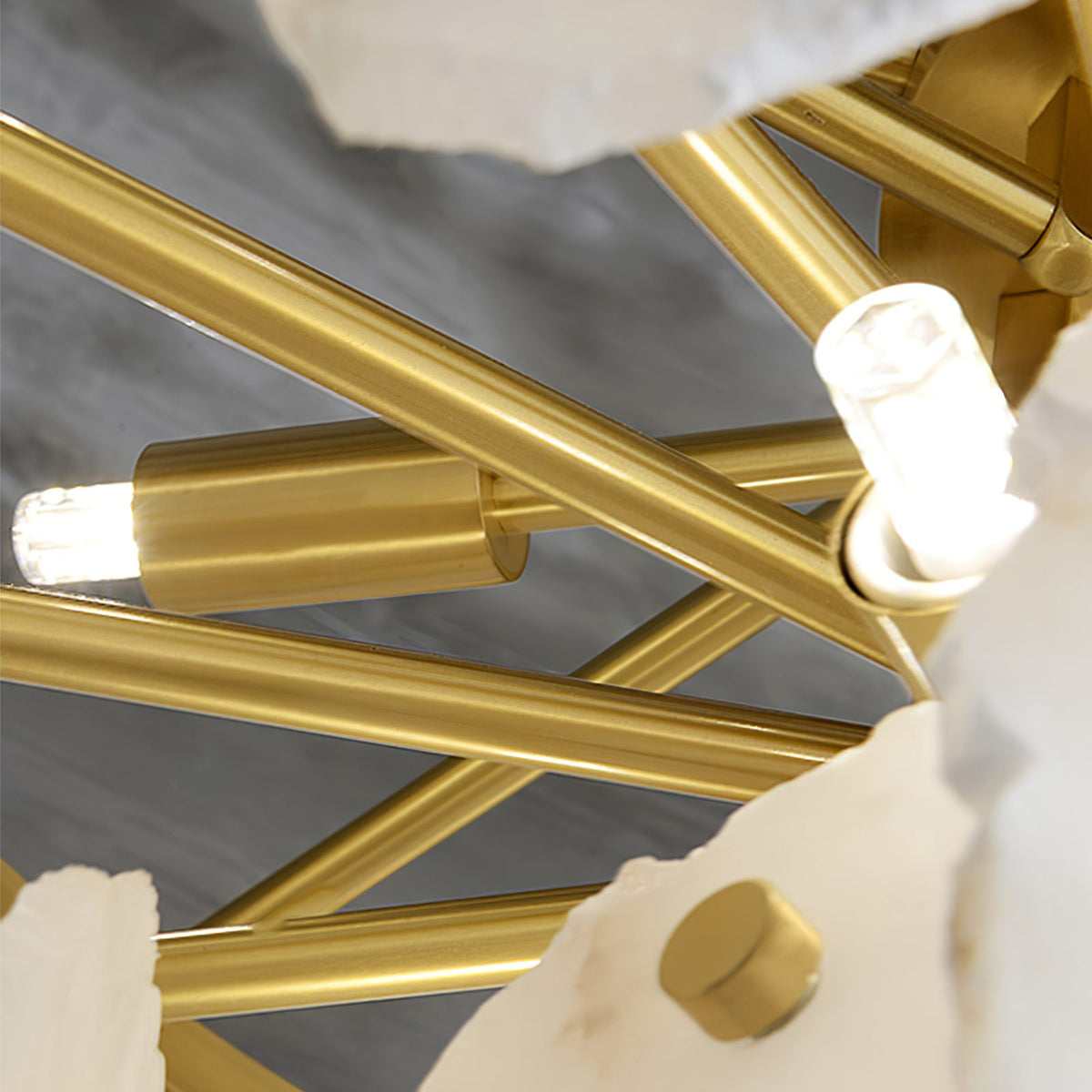 Gloire Lustre En Laiton Et Albâtre à Créativité Individuelle - Neutralighting