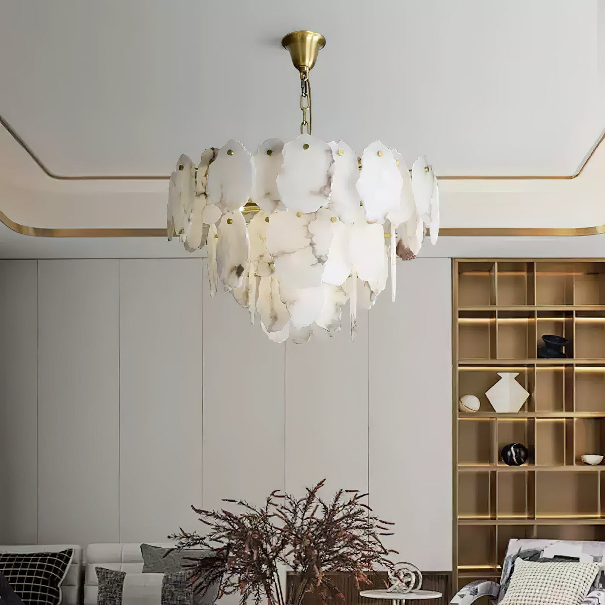 Gloire Lustre En Laiton Et Albâtre à Créativité Individuelle - Neutralighting