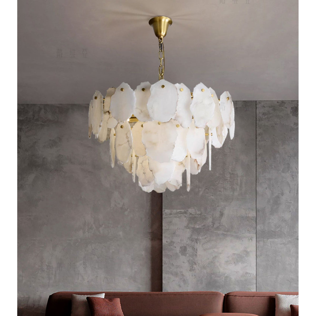Gloire Lustre En Laiton Et Albâtre à Créativité Individuelle - Neutralighting