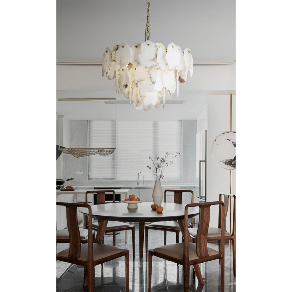 Gloire Lustre En Laiton Et Albâtre à Créativité Individuelle - Neutralighting