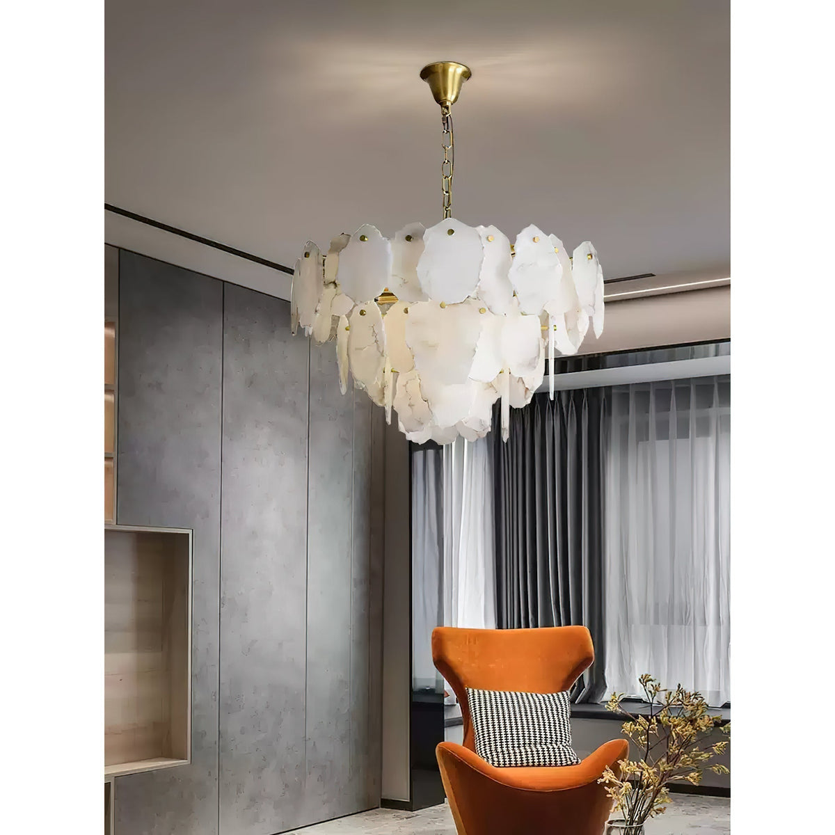 Gloire Lustre En Laiton Et Albâtre à Créativité Individuelle - Neutralighting