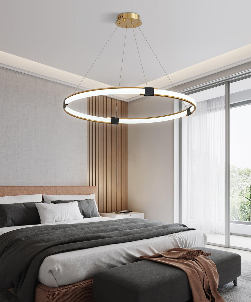Lustra Chandelier Anneau Doré LED Halo Moderne - Neutralighting