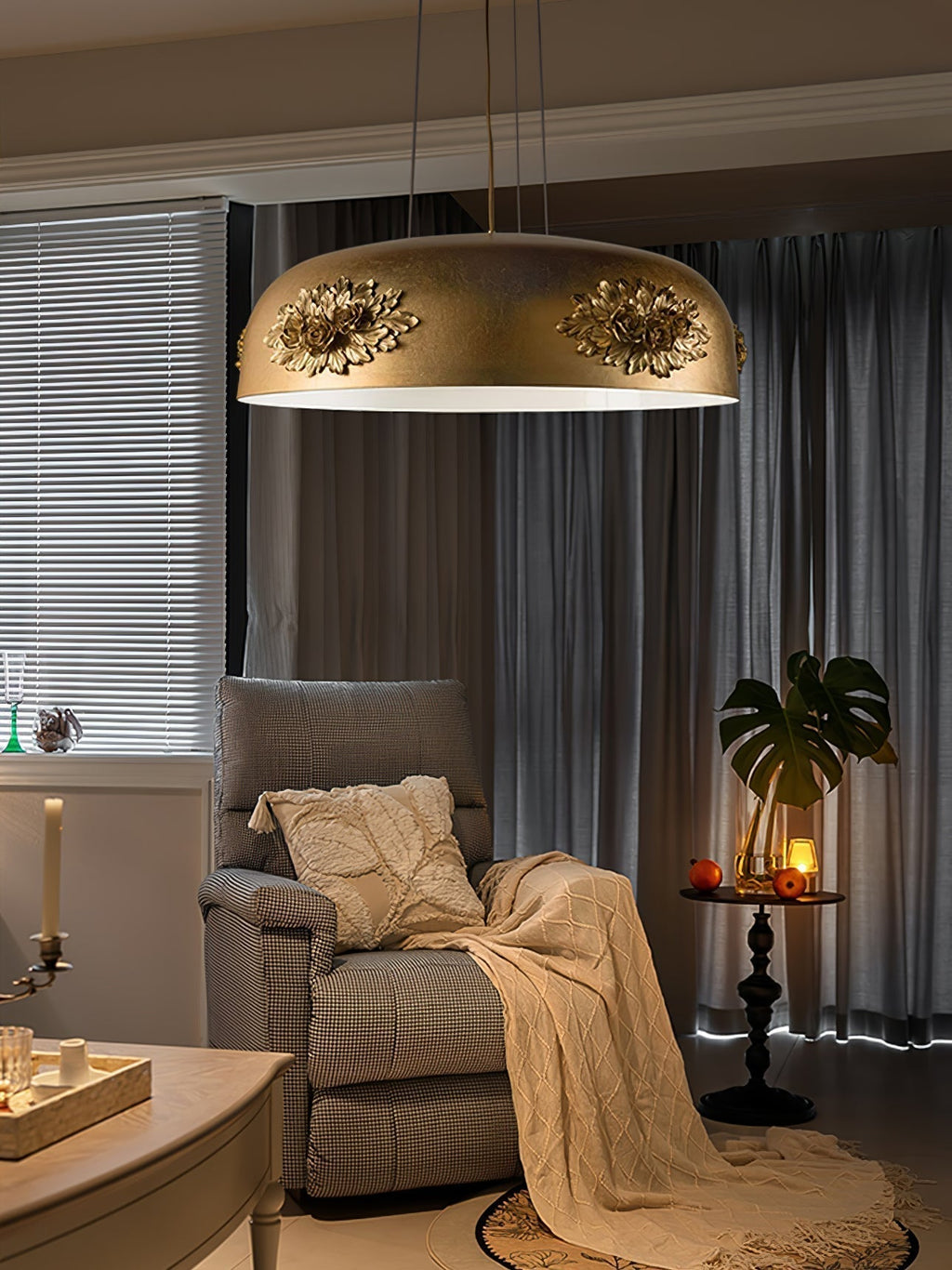 Zesolila Traditionnel Art Or Suspension Lumière - Neutralighting