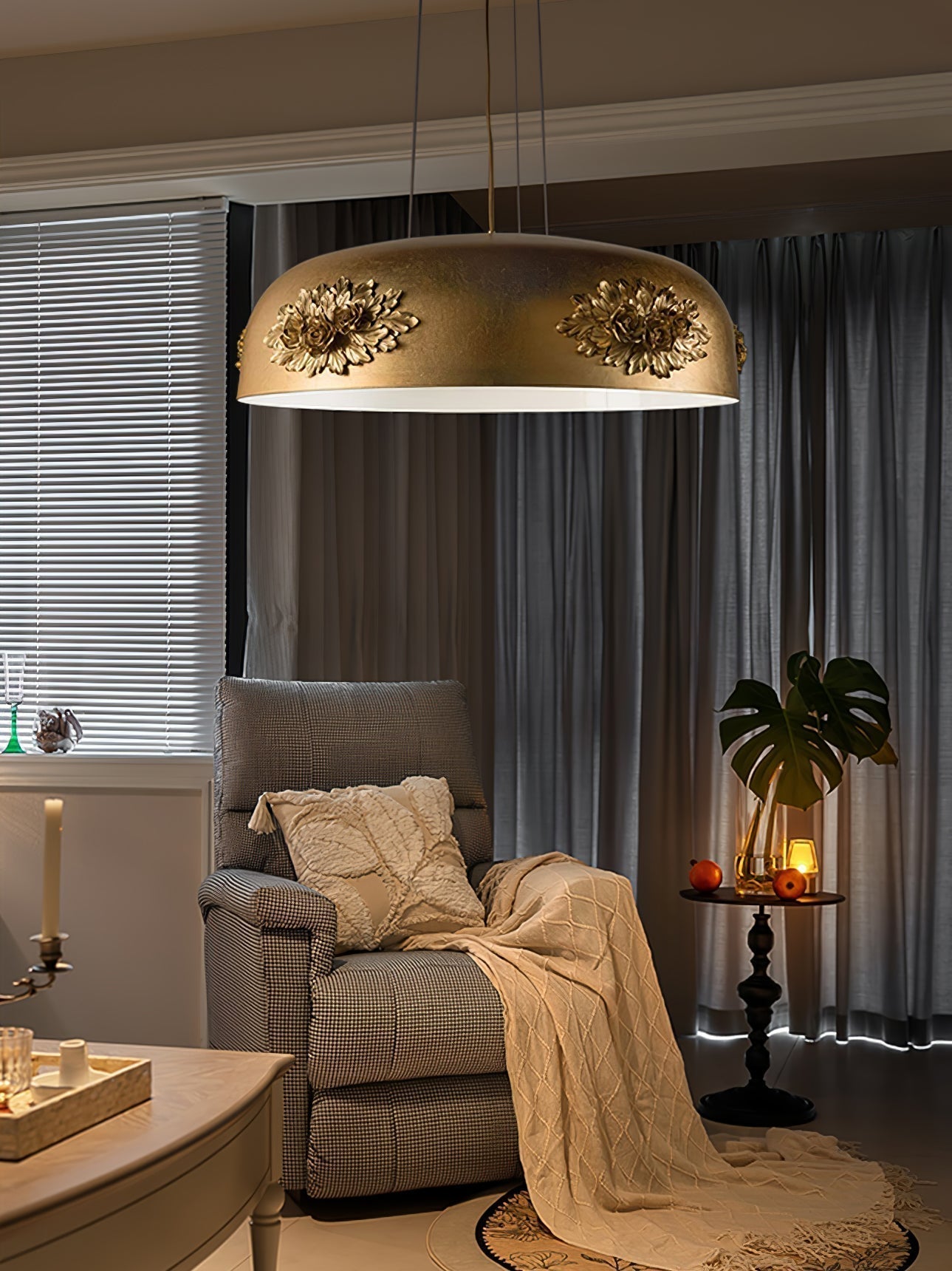 Zesolila Traditionnel Art Or Suspension Lumière - Neutralighting