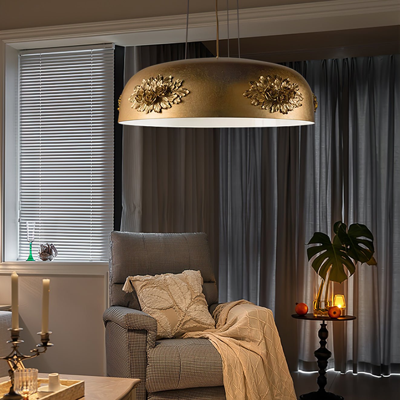 Zesolila Traditionnel Art Or Suspension Lumière - Neutralighting